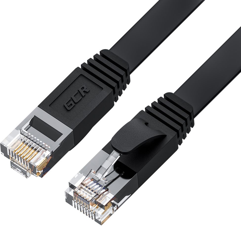 

Патч-корд GCR GCR-LNC65 UTP кат 6 кабель для интернета плоский 5 метров, Черный, GCR-LNC65