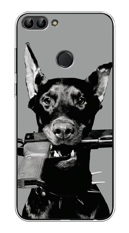 

Чехол Awog на Huawei Y9 2018 "Доберман", Серый, 64950-1
