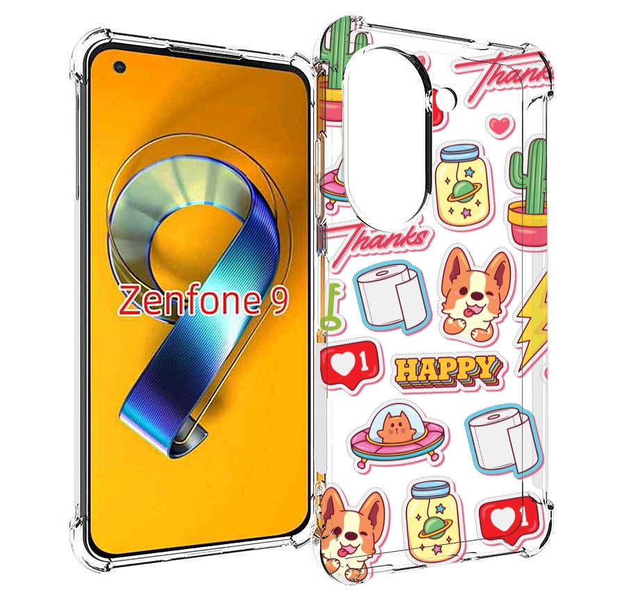

Чехол MyPads милые-стикеры-корги для Asus Zenfone 9 (AI2202), Прозрачный, Tocco