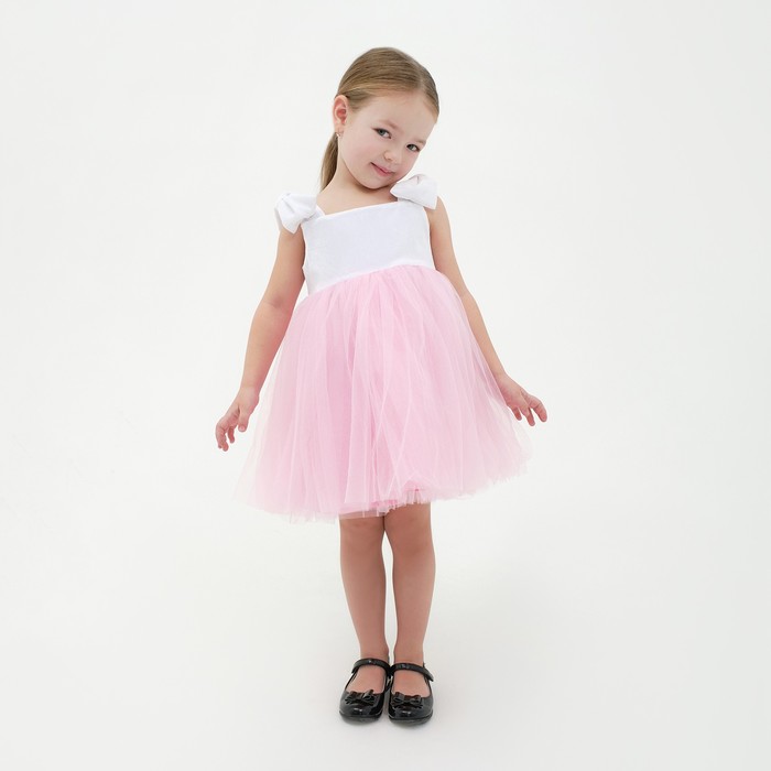 Платье детское KAFTAN П00000560, белый, розовый, 110