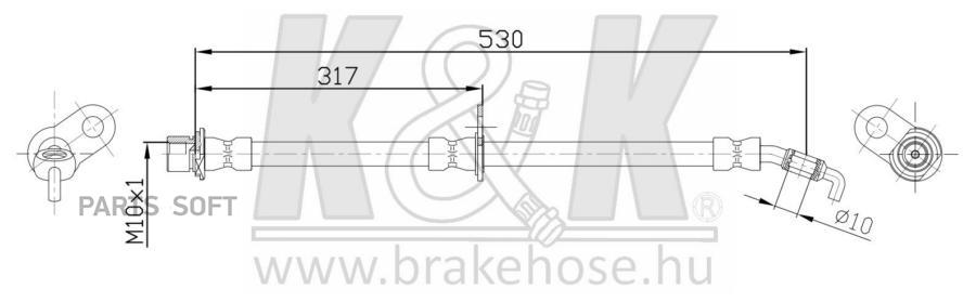 

Шланг Тормозной Передн Прав Toyota: Picnic 2.0 01- K&K арт. FT1423
