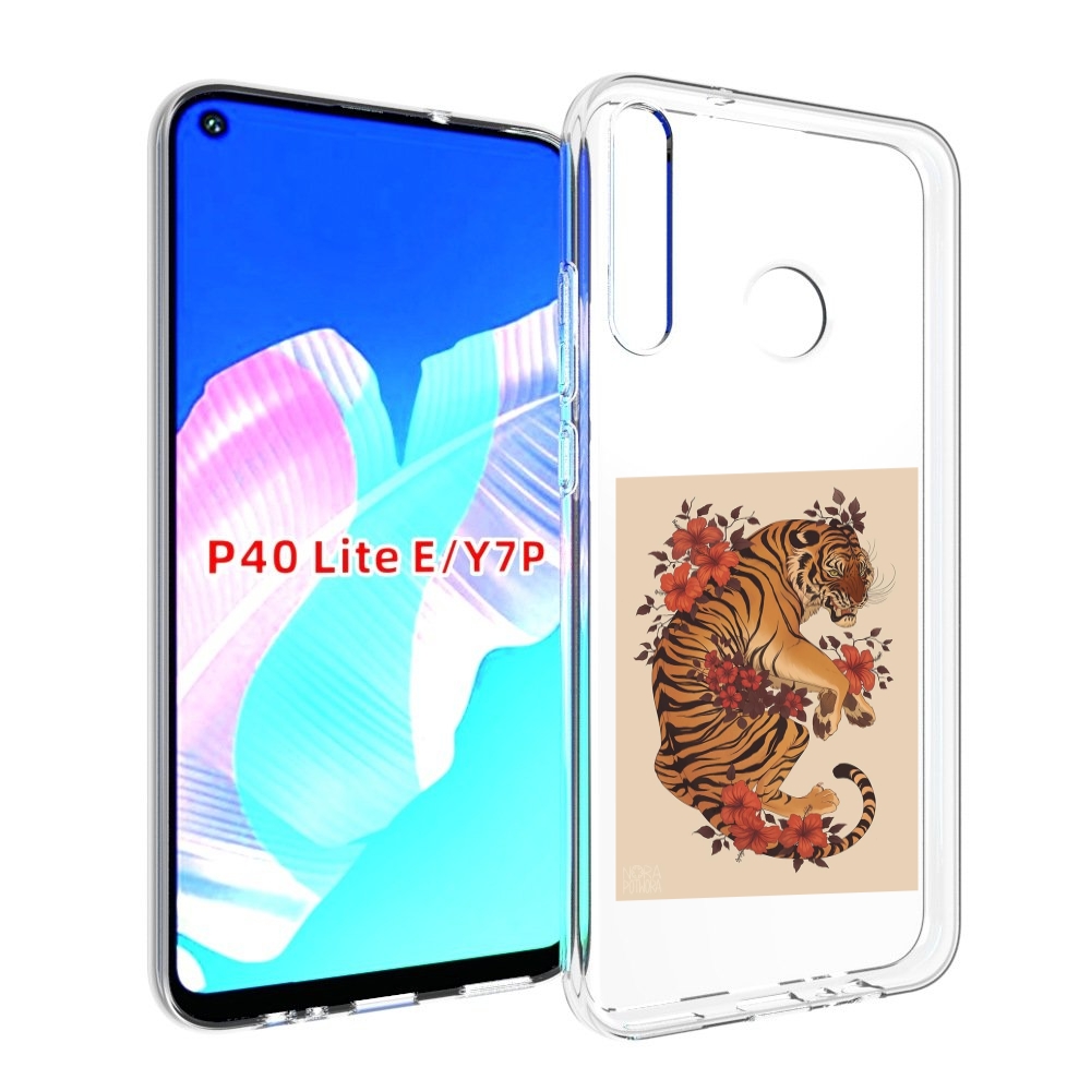 Чехол бампер MyPads злой-тигр-с-цветами для Huawei P40 Lite E