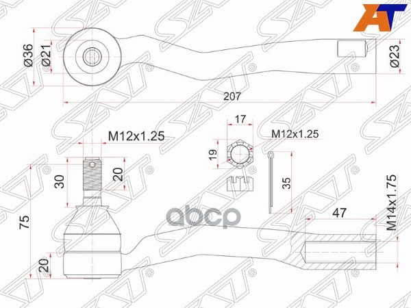 

Наконечник Рулевой Toyota Avensis 00- Rh (правый) Sat арт. ST-45046-29365