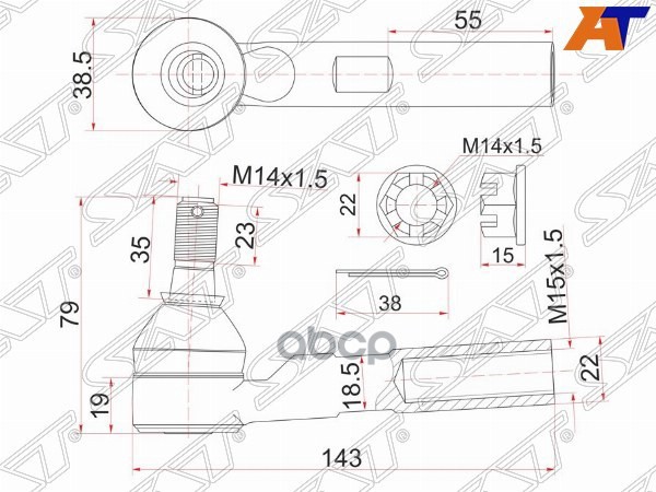 

Наконечник Рулевой Toyota Hiace 04- Sat арт. ST-45046-29456