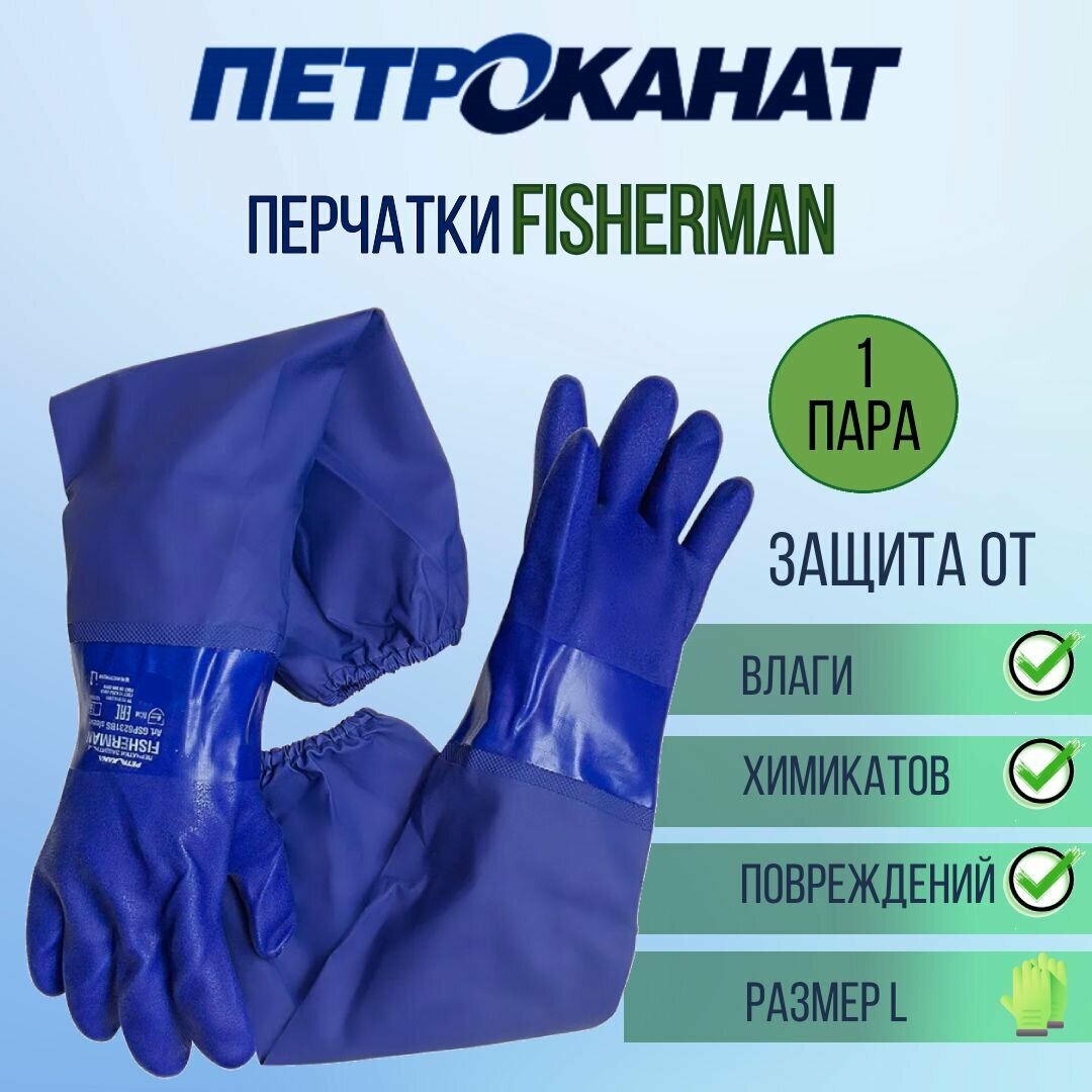 Перчатки Петроканат FISHERMAN 27 см, синие pkn03587