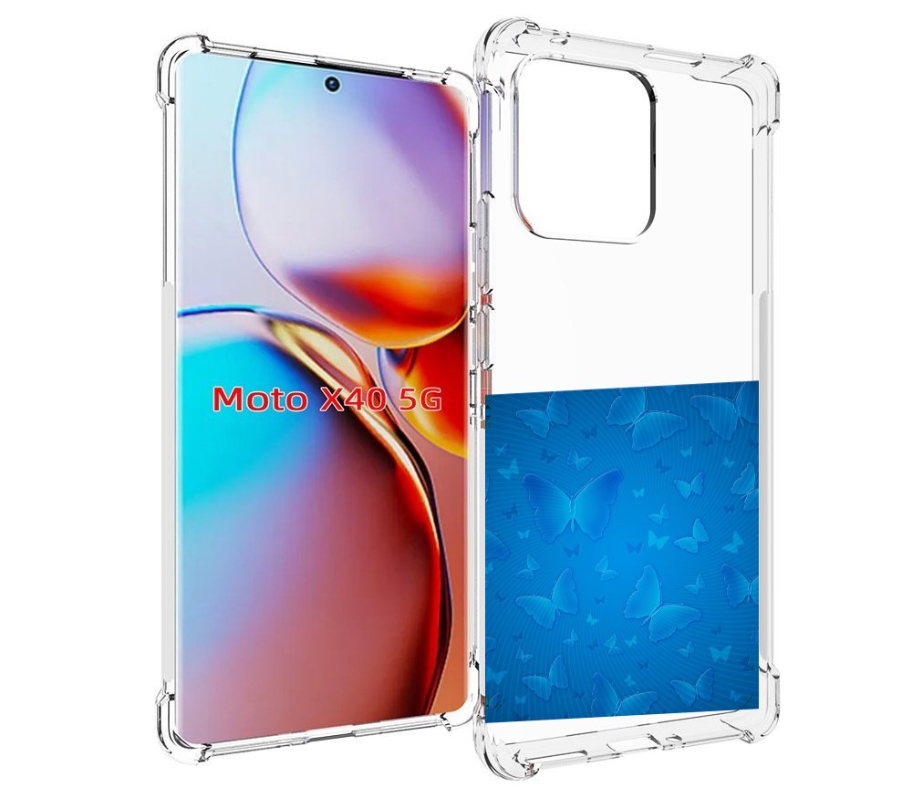 

Чехол MyPads голубые-бабочки для Motorola Moto X40, Прозрачный, Tocco