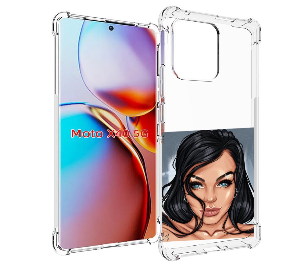 

Чехол MyPads голубые-глаза-у-брюнетки женский для Motorola Moto X40, Прозрачный, Tocco