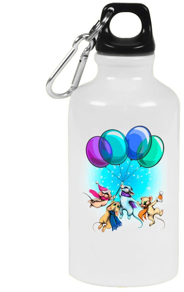 Бутылка спортивная CoolPodarok Дети. Мышки на воздушных шариках