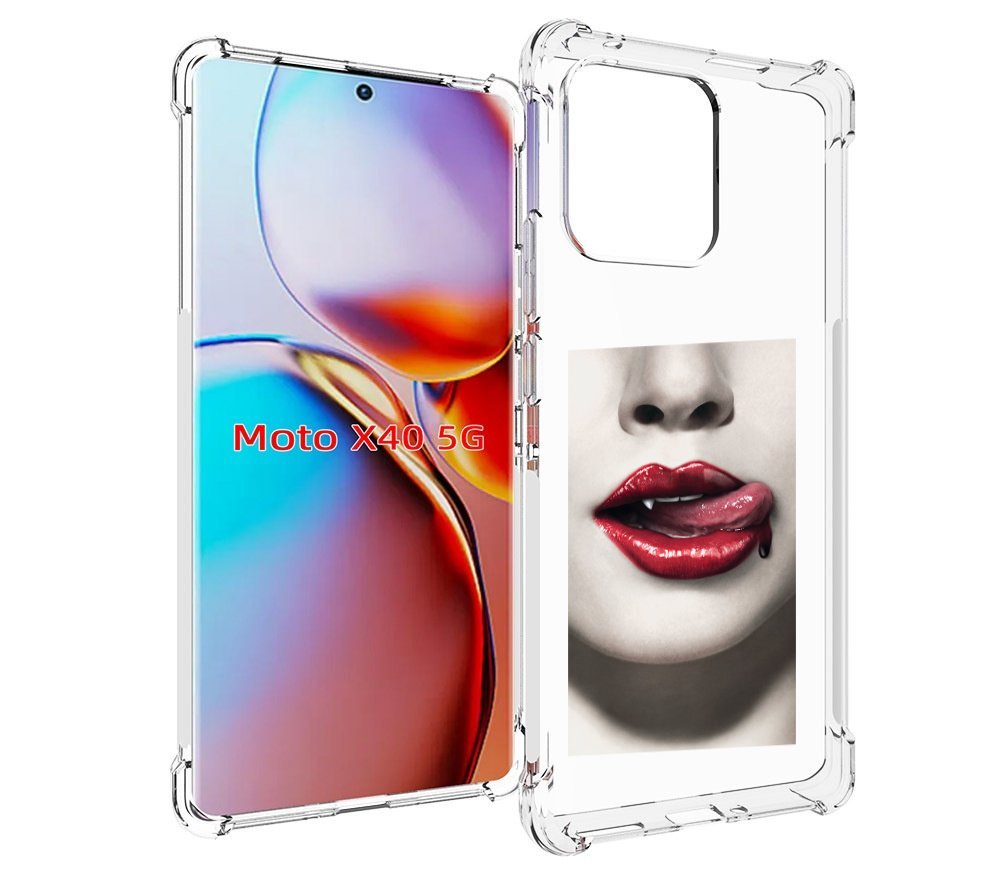 

Чехол MyPads губы-вампирши для Motorola Moto X40, Прозрачный, Tocco