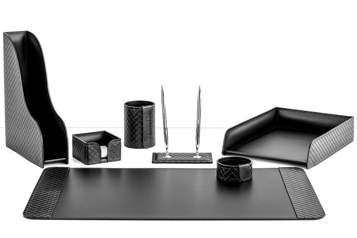 

Подарочный набор для офиса BUVARDO Black рельеф, 7 предметов, Черный, Подарочный набор для офиса BUVARDO
