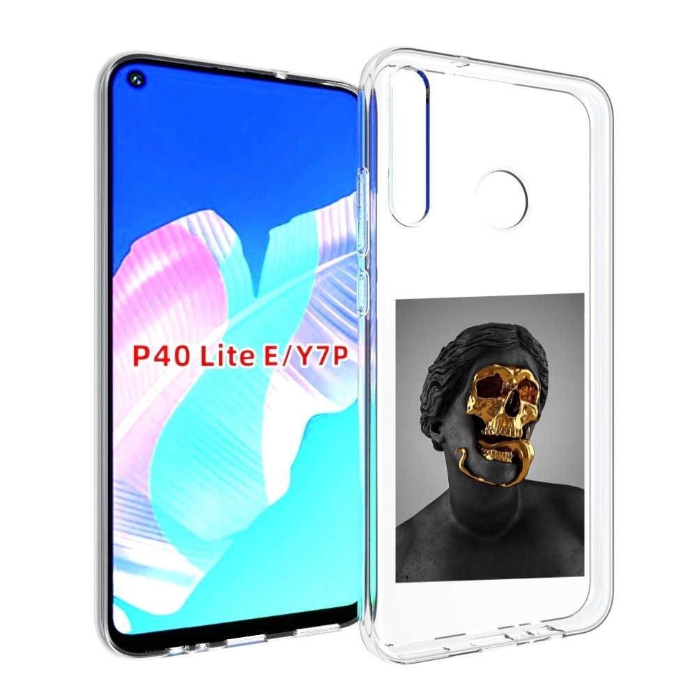 

Чехол бампер MyPads золотой череп в статуе для Huawei P40 Lite E, Прозрачный, Tocco