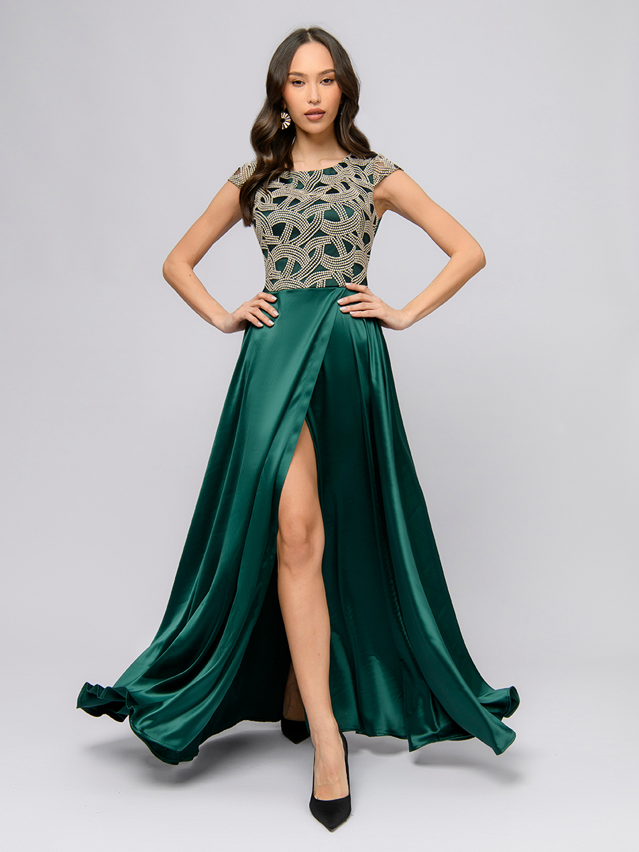 Платье женское 1001dress 100952 зеленое 52 RU