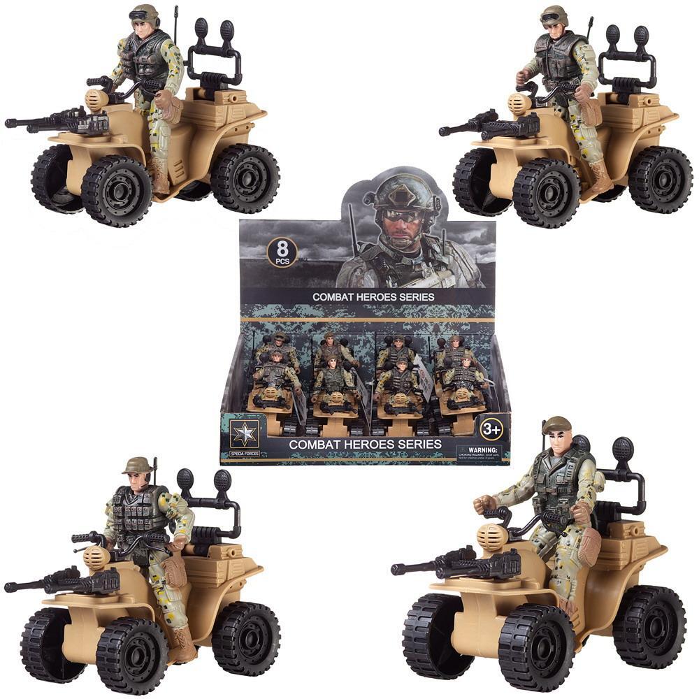 фото Фигурка солдатика на боевой машине, в дисплее 8шт junfa toys