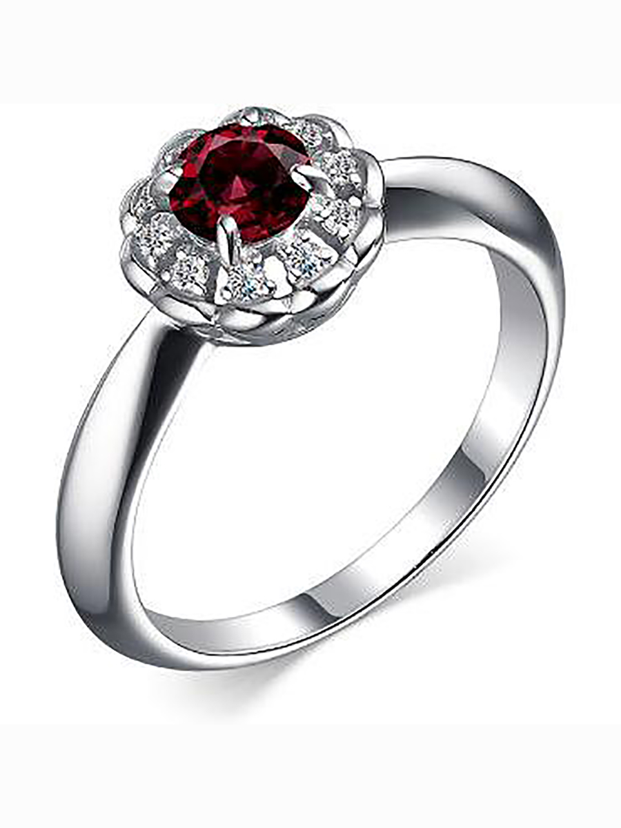 

Кольцо с гранатом и фианитами из серебра р. 18 Алкор серебро 01-2163_00ГР-00, 01-2163_00ГР-00