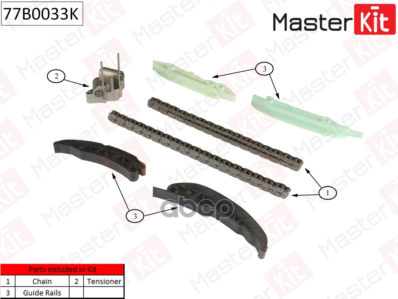 

Комплект Цепи Грм Bmw E39/E60/E65/E53/E70/E71/E83 3.0d M57d30 02-10 (Без Звездочек) Master, 77B0033K