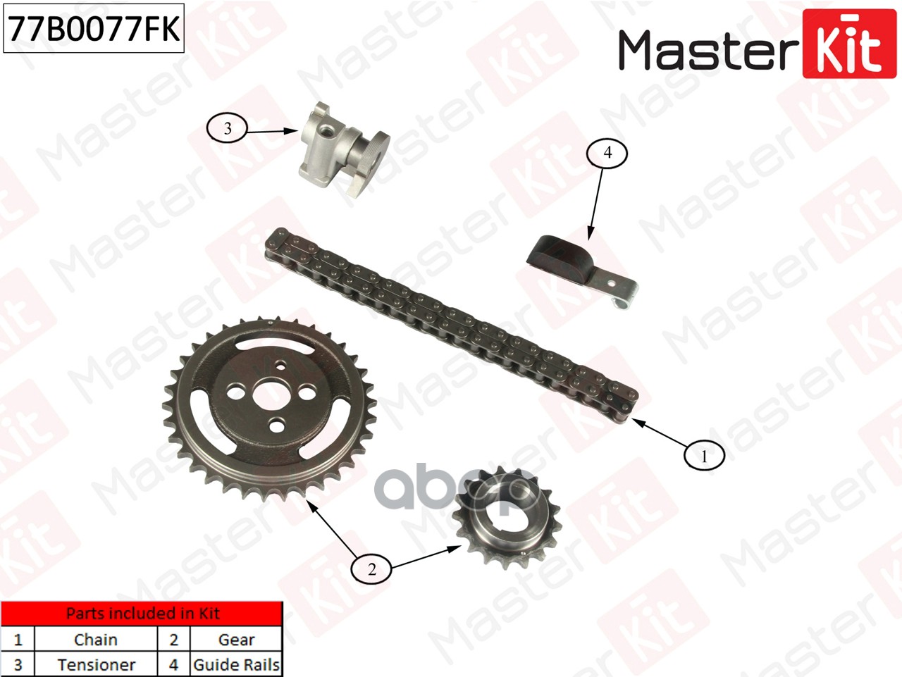 Комплект Цепи Грм Ford EscortFiesta J4bJ6a 90-99 MasterKit арт 77b0077fk 4440₽