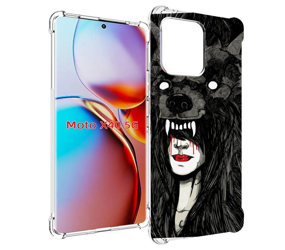

Чехол MyPads девушка в шкуре волка женский для Motorola Moto X40, Прозрачный, Tocco
