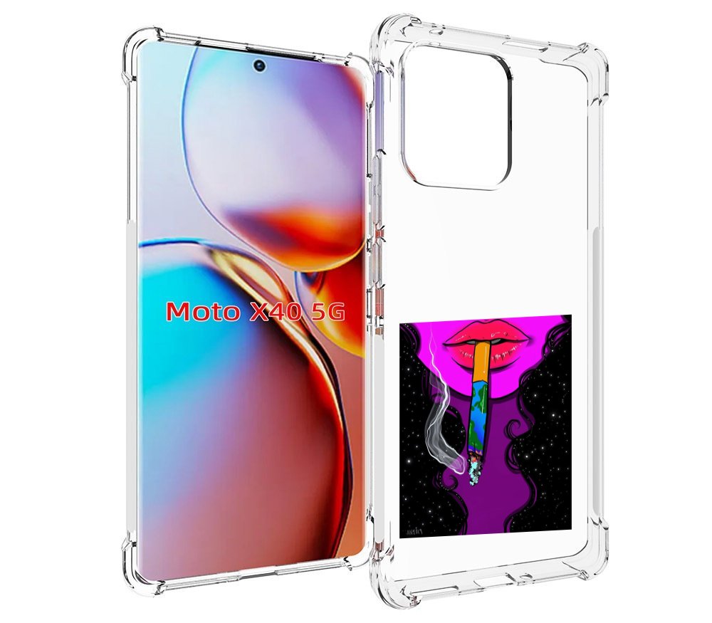 

Чехол MyPads девушка курит землю женский для Motorola Moto X40, Прозрачный, Tocco