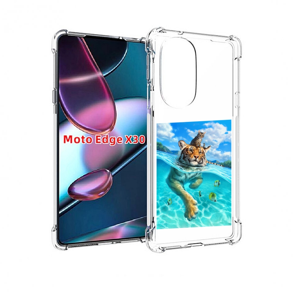 

Чехол MyPads Кот-на-тигре для Motorola Moto Edge X30, Прозрачный, Tocco