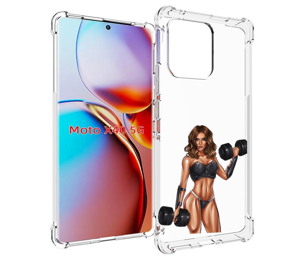 

Чехол MyPads девушка с гантелями спорт женский для Motorola Moto X40, Прозрачный, Tocco