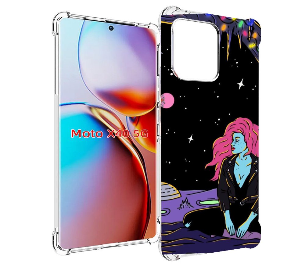 

Чехол MyPads девушка с красными волосами в космосе женский для Motorola Moto X40, Прозрачный, Tocco