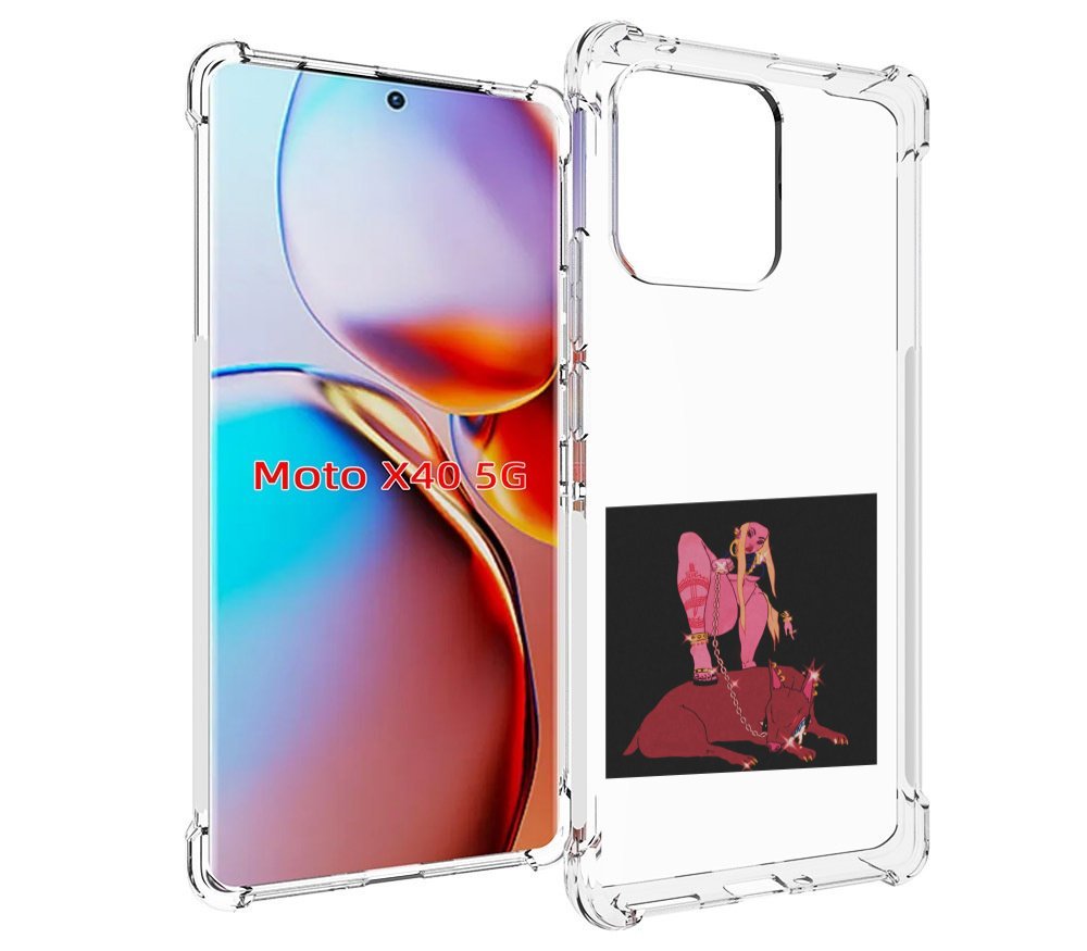 

Чехол MyPads девушка с собакой на цепи нарисованная женский для Motorola Moto X40, Прозрачный, Tocco