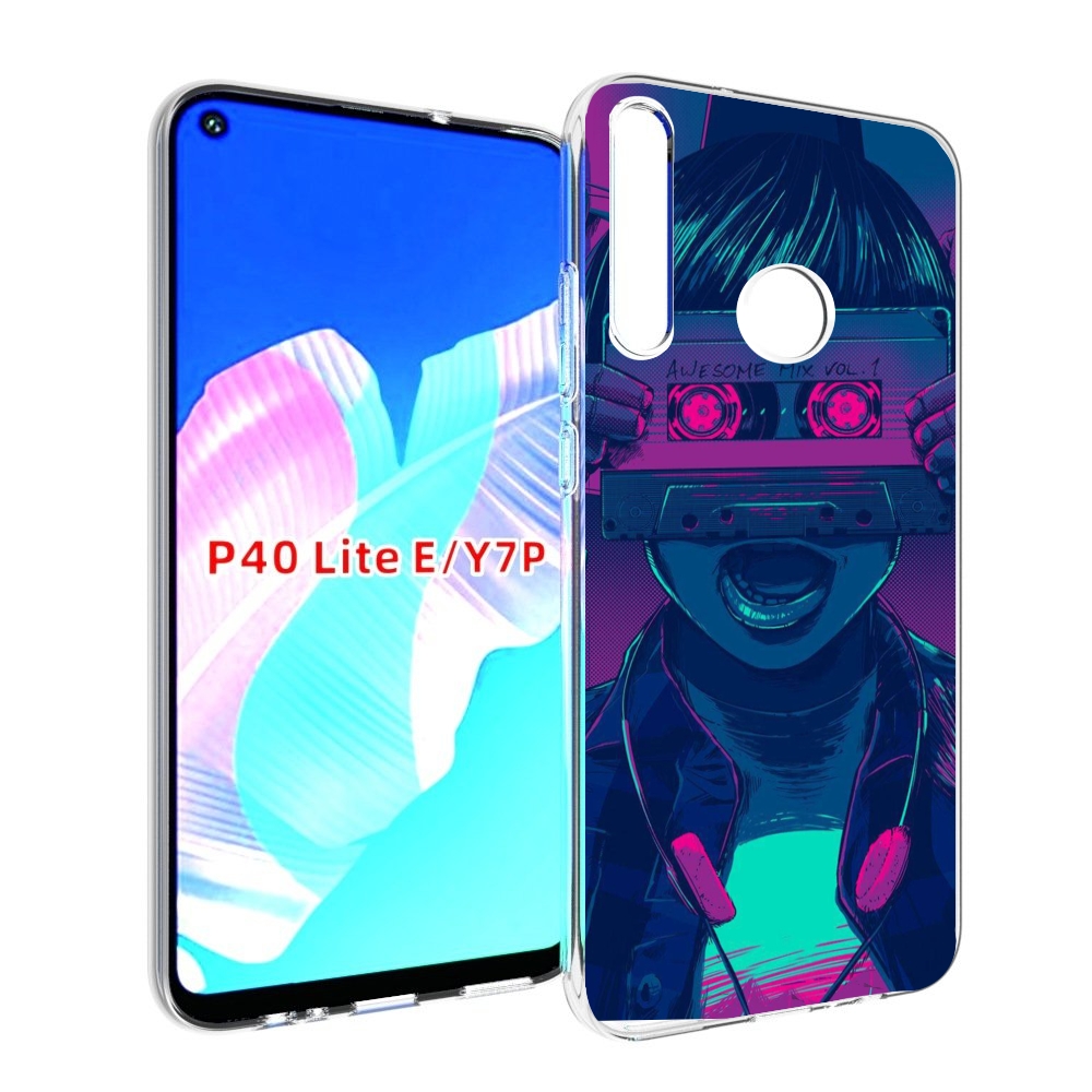 

Чехол бампер MyPads киберпанк с кассетой для Huawei P40 Lite E, Прозрачный, Tocco