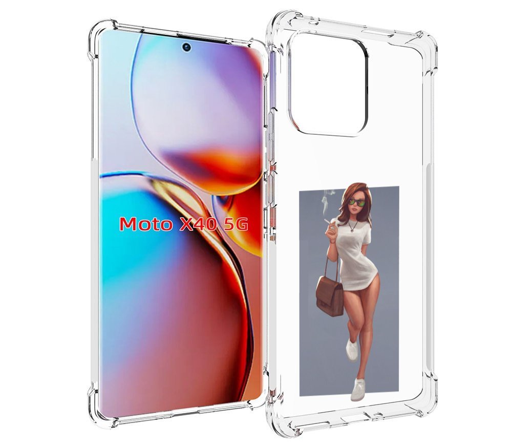 

Чехол MyPads девушка-в-белой-футболке женский для Motorola Moto X40, Прозрачный, Tocco
