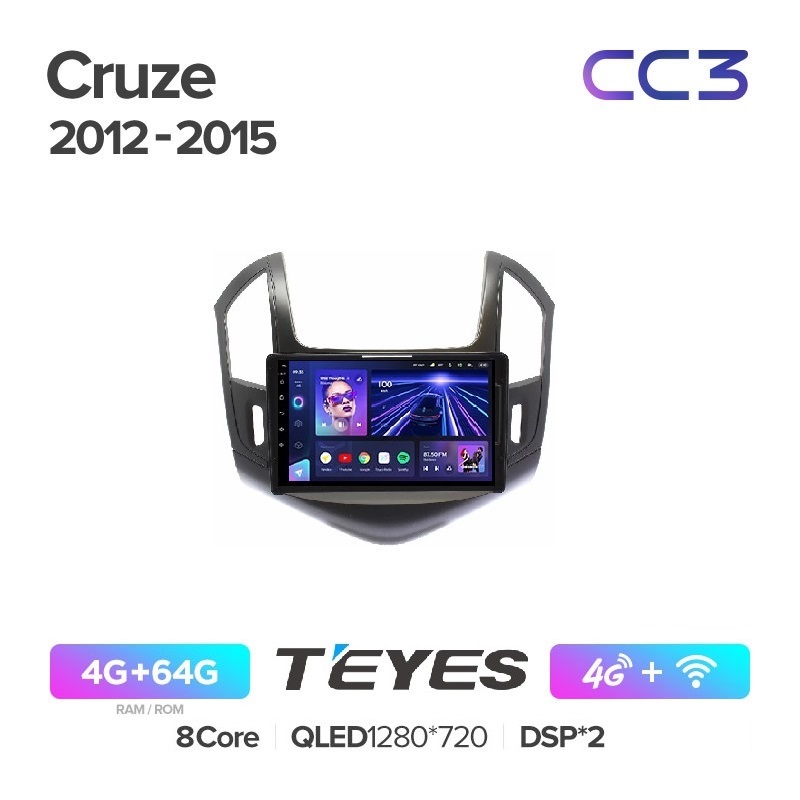 

Магнитола Teyes CC3 4/64 Chevrolet Cruze 2012-2015 черная рамка, CC3