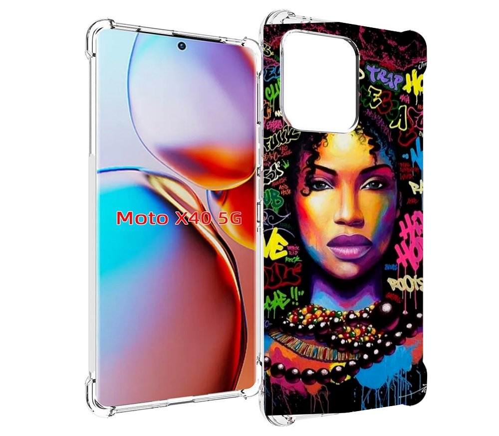 

Чехол MyPads девушка-в-граффити женский для Motorola Moto X40, Прозрачный, Tocco