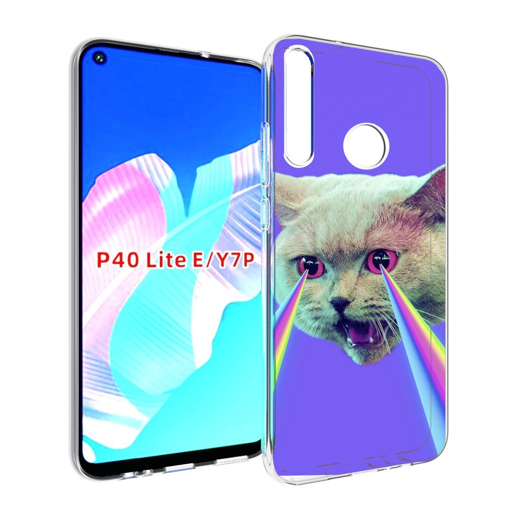 

Чехол бампер MyPads кот с радугой в глазах для Huawei P40 Lite E, Прозрачный, Tocco