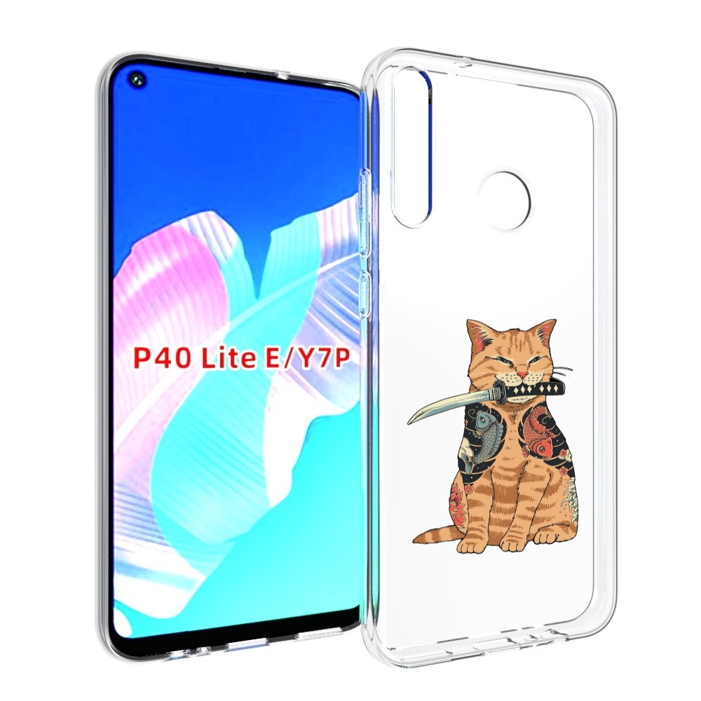 

Чехол бампер MyPads кот-с-катаной для Huawei P40 Lite E, Прозрачный, Tocco