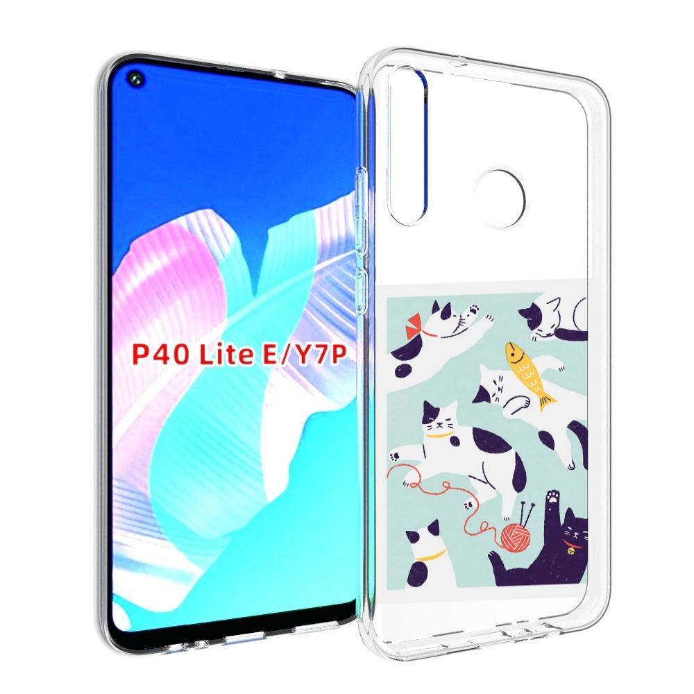

Чехол бампер MyPads коты-с-клубками для Huawei P40 Lite E, Прозрачный, Tocco