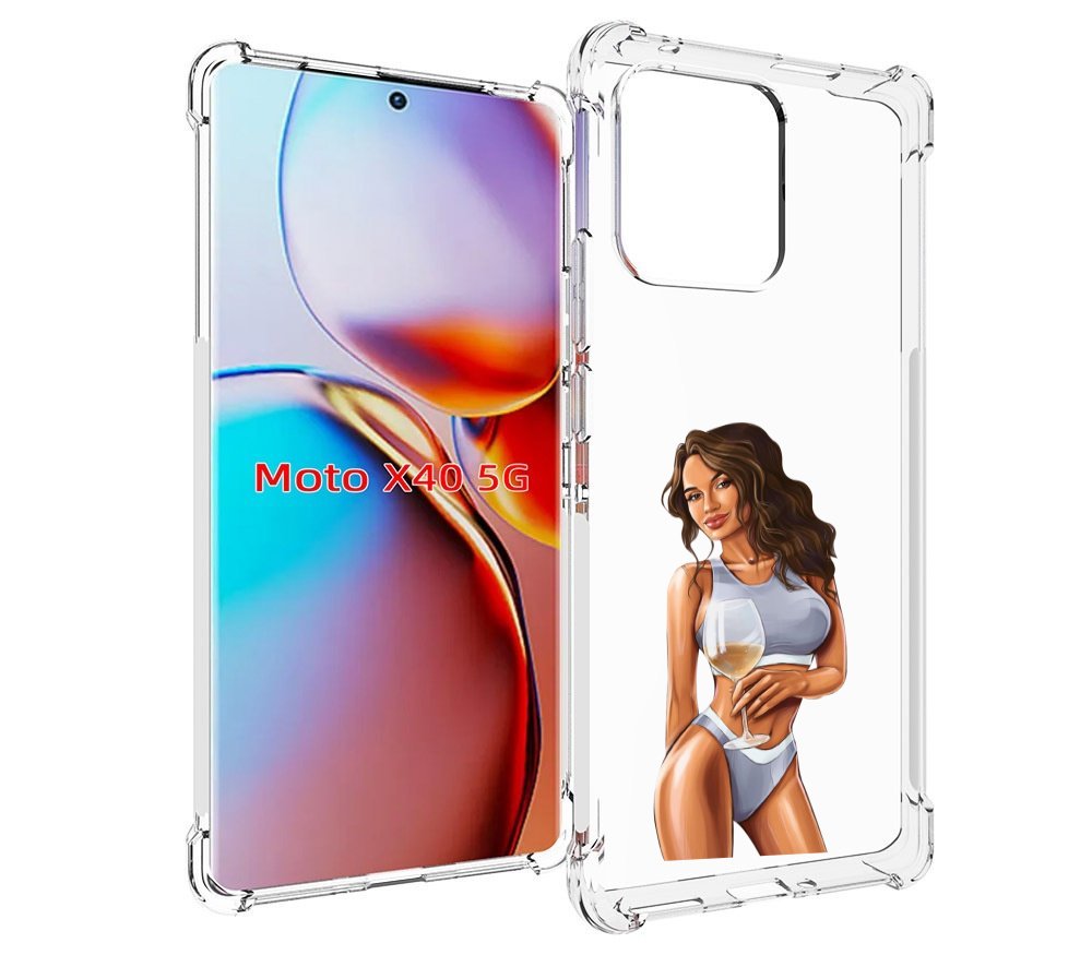 Чехол MyPads девушка-в-сером-купальнике- женский для Motorola Moto X40
