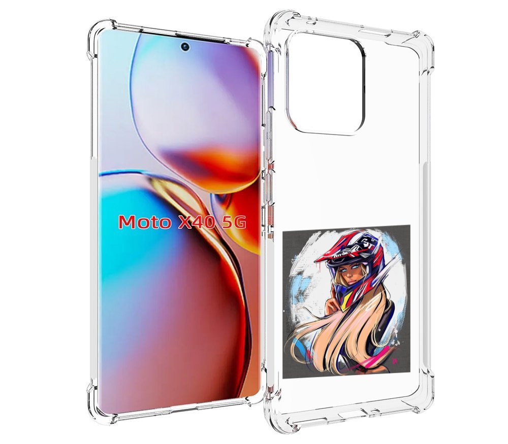 

Чехол MyPads девушка-в-шлеме для Motorola Moto X40, Прозрачный, Tocco