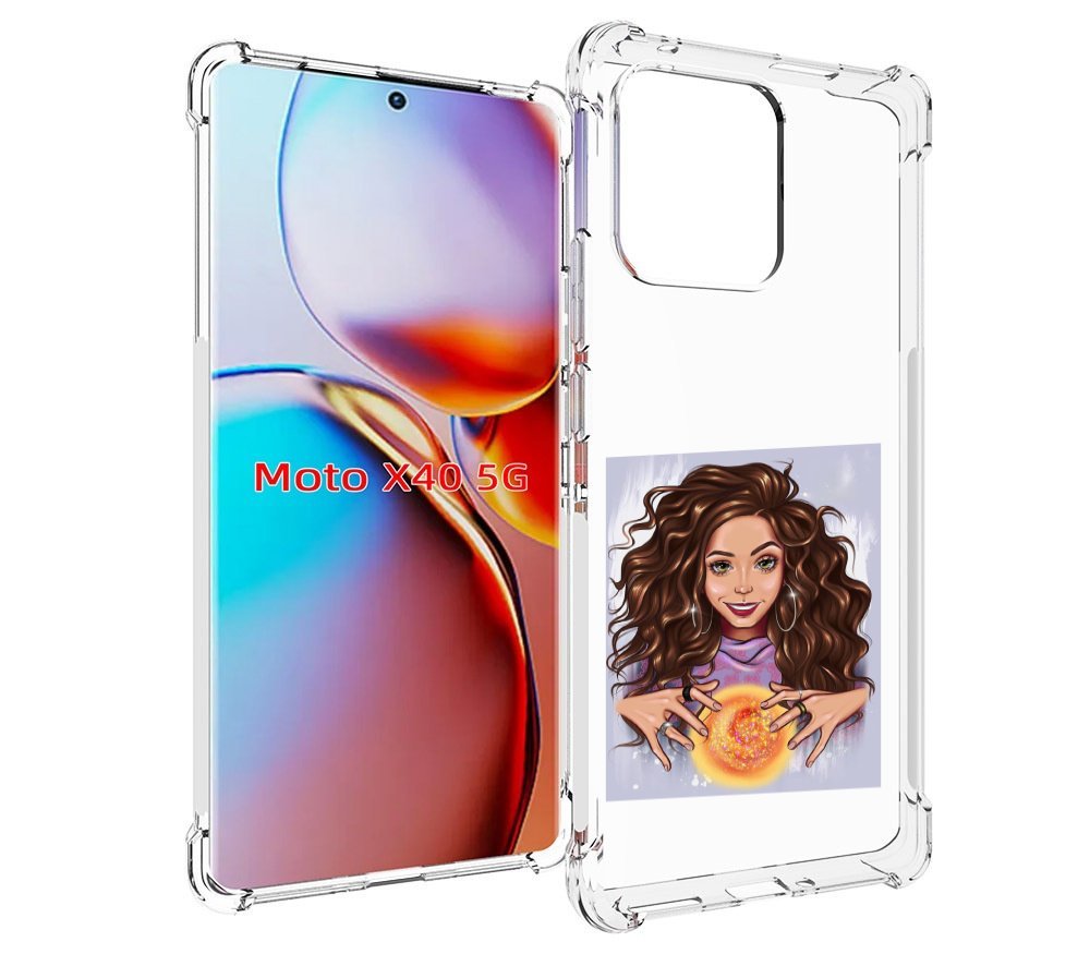 

Чехол MyPads девушка-волшебница для Motorola Moto X40, Прозрачный, Tocco