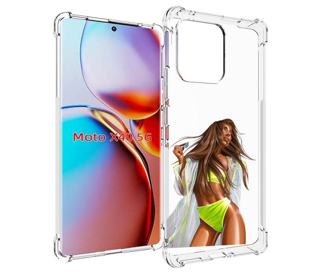 

Чехол MyPads девушка-модель-мулатка для Motorola Moto X40, Прозрачный, Tocco