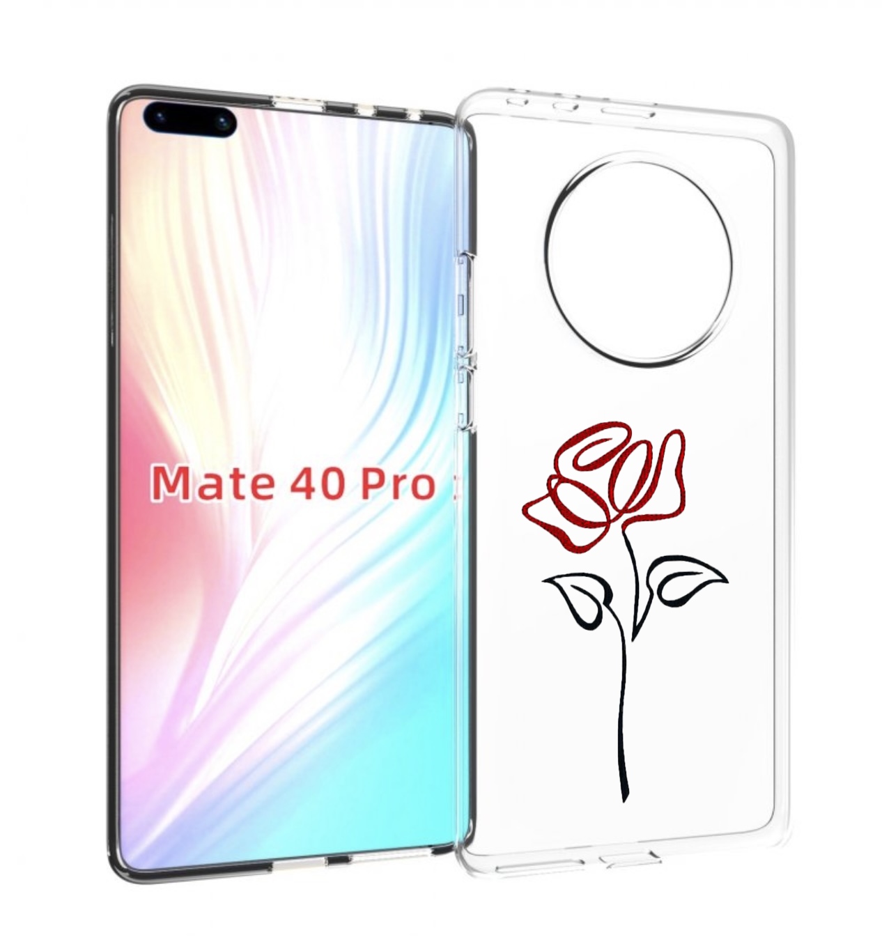 

Чехол MyPads цветок в одну линию для Huawei Mate 40 Pro (NOH-NX9), Прозрачный, Tocco