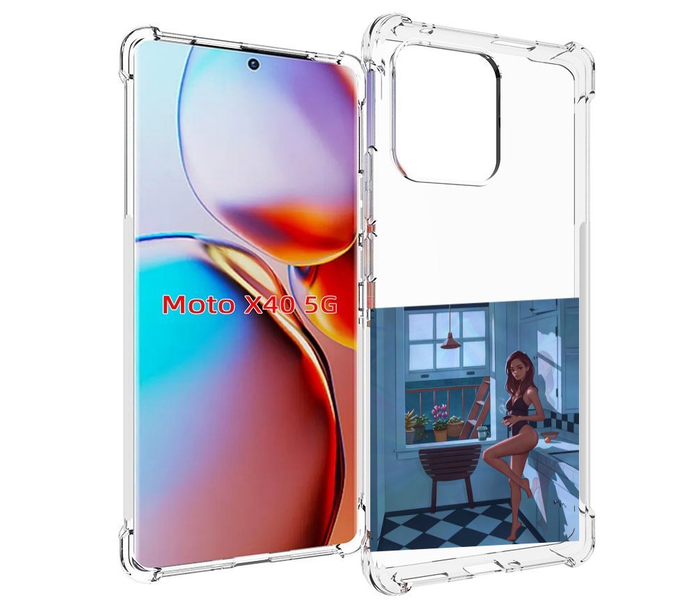 

Чехол MyPads девушка-на-кухне для Motorola Moto X40, Прозрачный, Tocco
