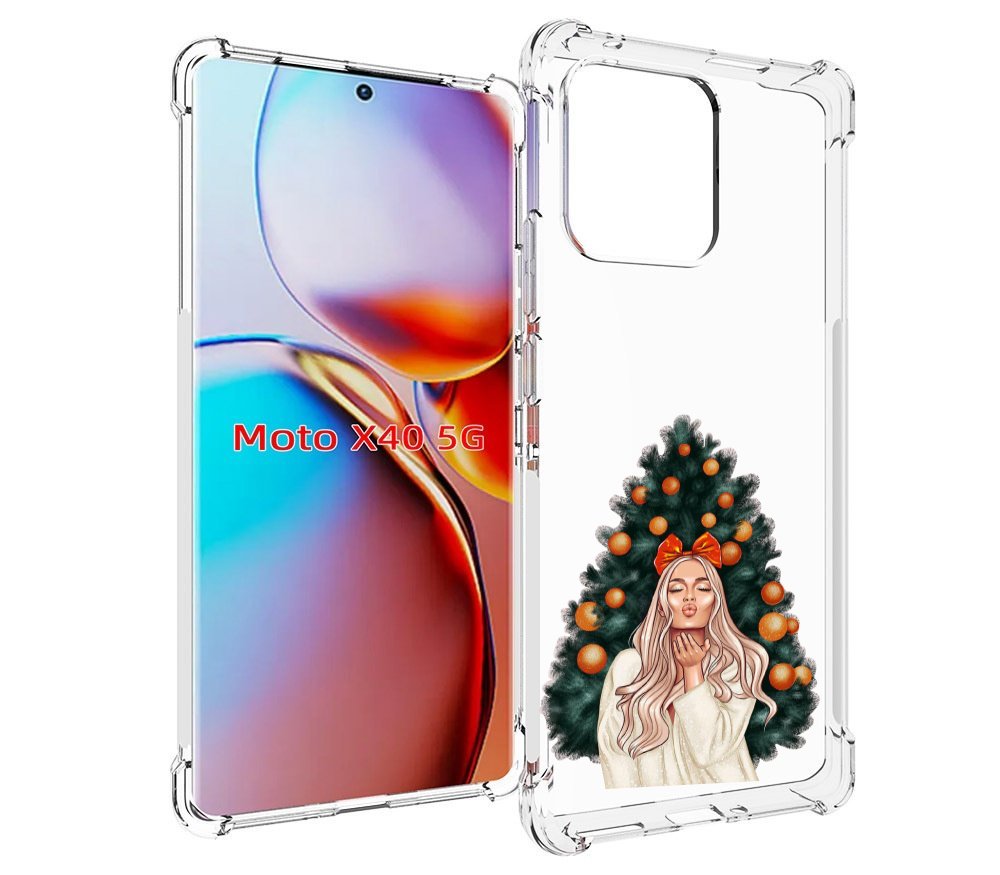 

Чехол MyPads девушка-под-елкой-с-мандаринами женский для Motorola Moto X40, Прозрачный, Tocco