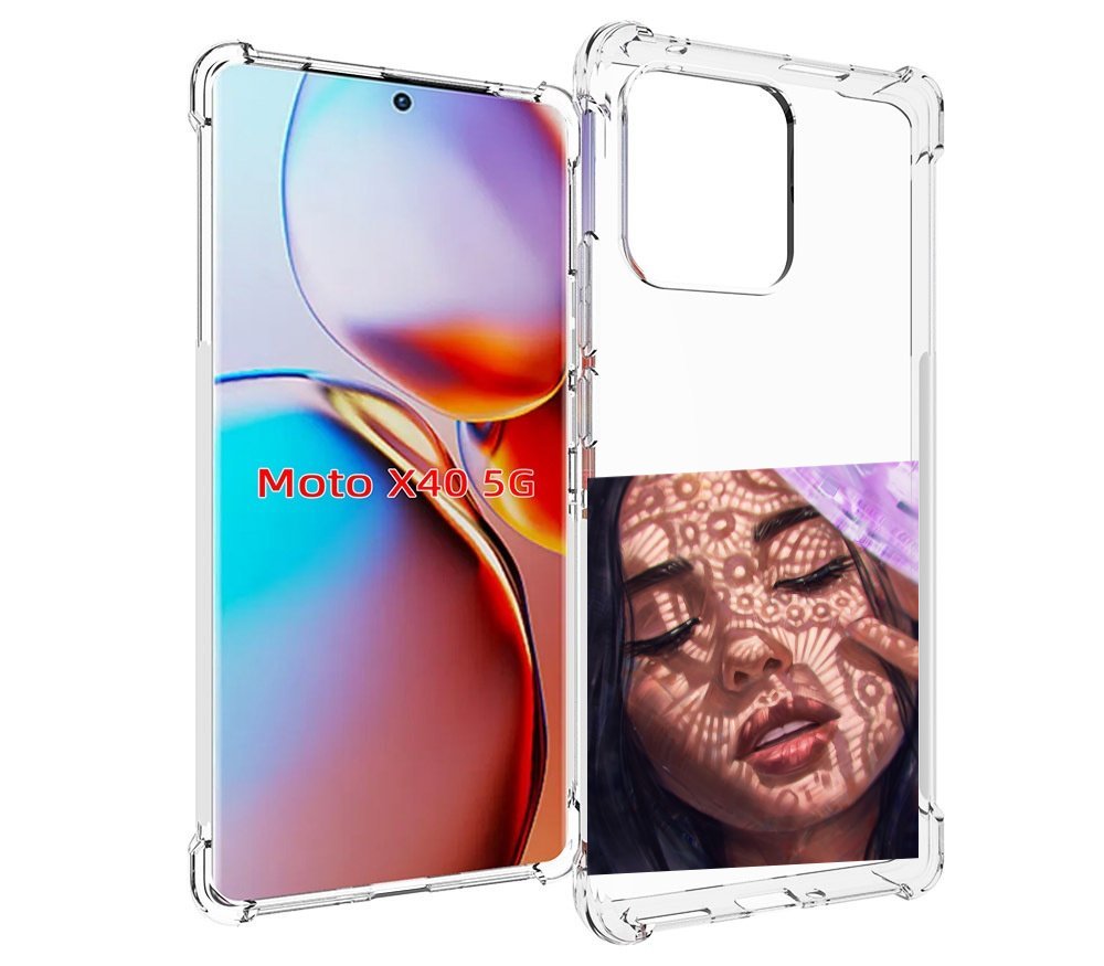 

Чехол MyPads девушка-под-кружевами женский для Motorola Moto X40, Прозрачный, Tocco