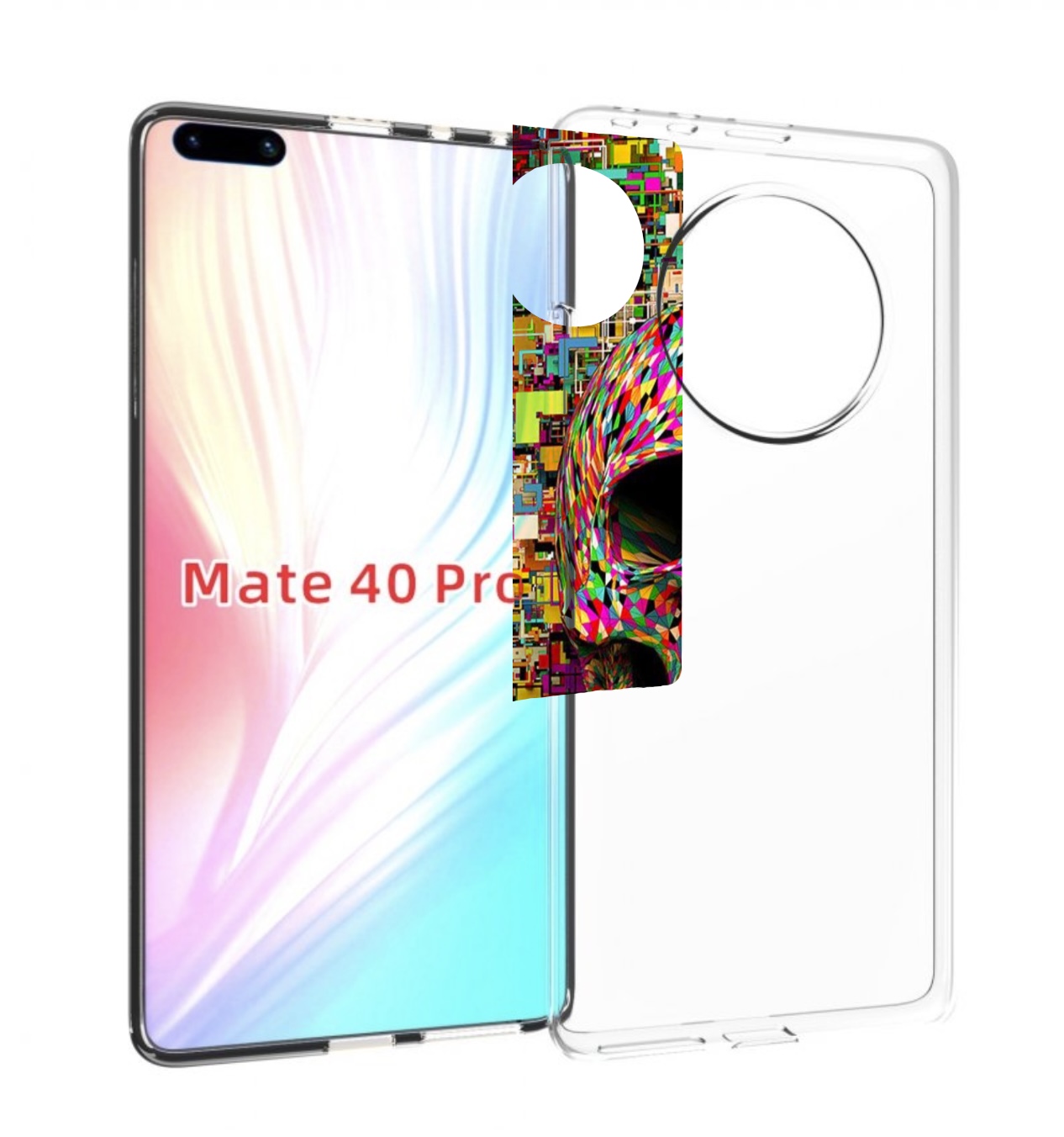 

Чехол MyPads череп красочные цвета для Huawei Mate 40 Pro (NOH-NX9), Прозрачный, Tocco