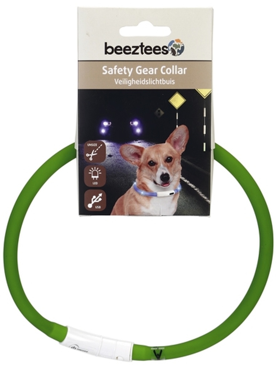 фото Ошейник для собак силиконовый светящийся с usb зеленый 70см-10мм р.70 (15-60) beeztees