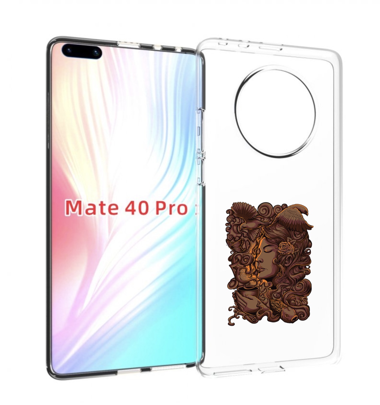

Чехол MyPads девушка с длинными волосами абстракция для Huawei Mate 40 Pro (NOH-NX9), Прозрачный, Tocco