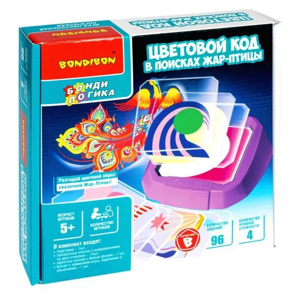 

Игра настольная Bondibon логическая Цветовой код, в поисках жар-птицы, ВВ5084-dg