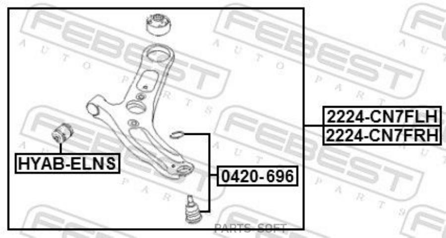 

РЫЧАГ ПЕРЕДНИЙ НИЖНИЙ ПРАВЫЙ FEBEST 1224cn7frh