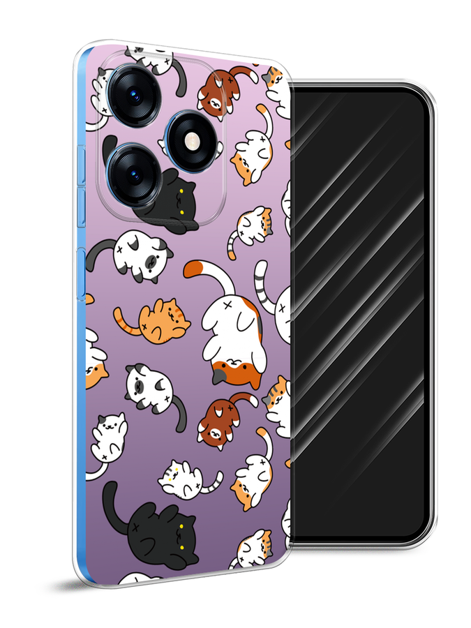 

Чехол Awog на Tecno Spark 10/10C "Котопад", Фиолетовый;белый, 303550-1