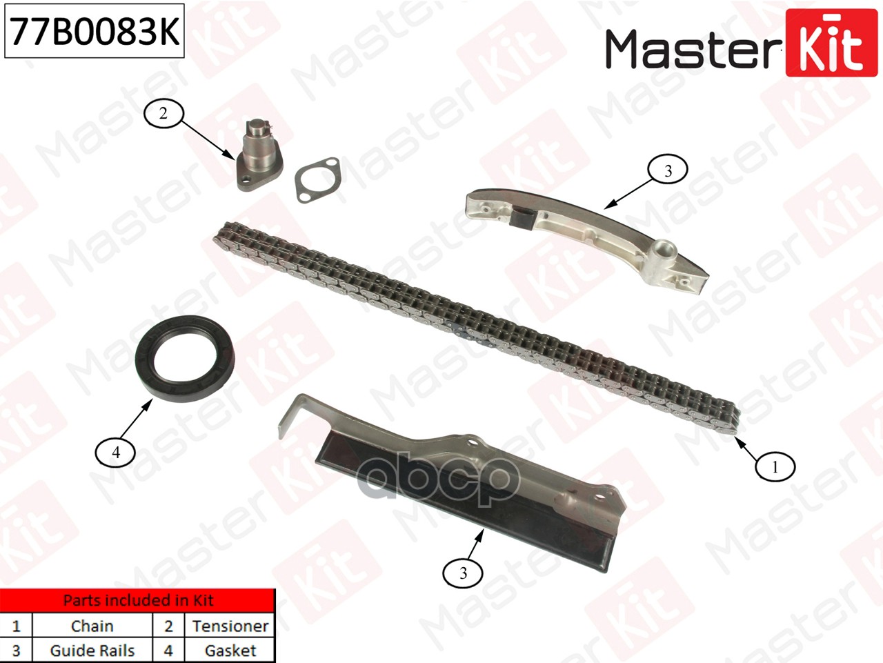 

Комплект Цепи Грм Mitsubishi Pajero 2.8Td 4M40 94- Без Звездочек MasterKit 77B0083K, 77B0083K