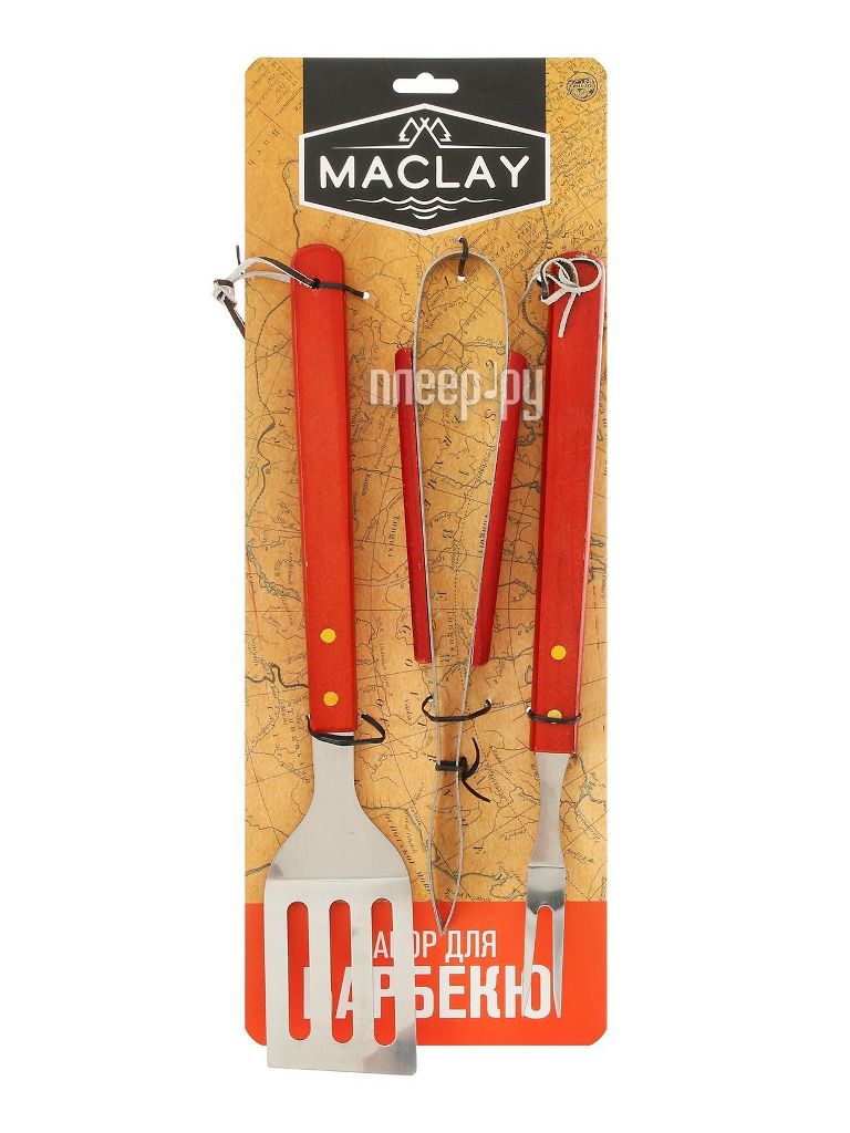 

Коптильня Набор для барбекю Maclay лопатка 40cm, вилка 37cm щипцы 134212