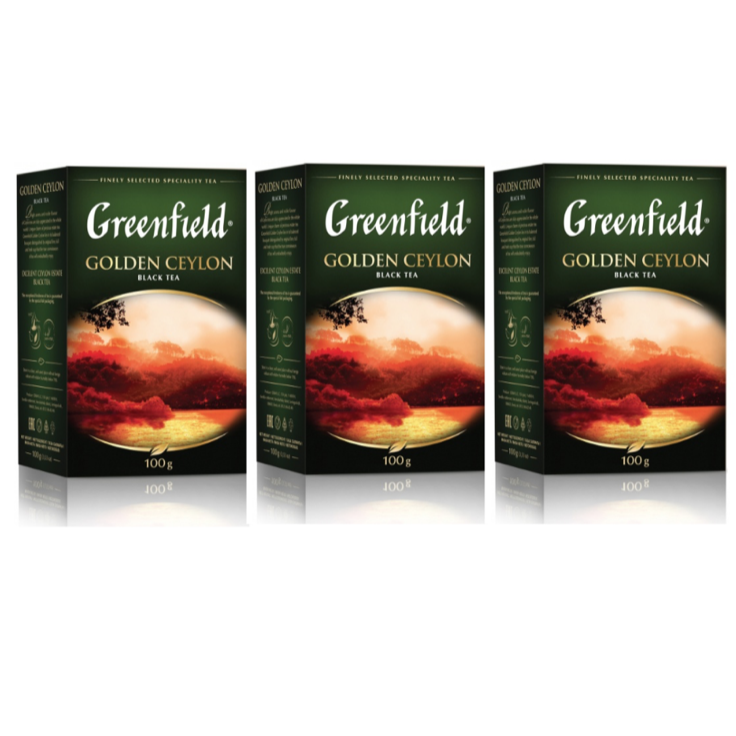 фото Чай черный greenfield golden ceylon, 3 упаковки по 100 г